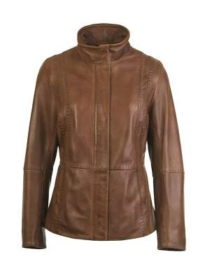 Genuine Lakeland Womens Brown Martindale Funnel Neck Leather Jacket UK 12 - Image 1 of 2