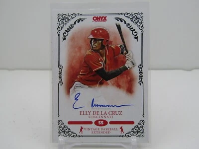 ELLY DE LA CRUZ 2022 ONYX ON CARD BLUE INK AUTOGRAPH AUTO! CINCINNATI REDS! - Image 1 of 2