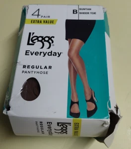 L'eggs Everyday Sheer Toe Regular Pantyhose 4 Pair Suntan SIZE B - Picture 1 of 1