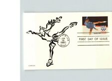 Hand Painted FIGURE SKATING, Olympics 1980 # 1 of 1 made, Postal card FDC