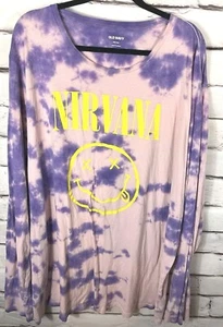 Top gráfico de manga larga Nirvana púrpura/rosa Tie Dye XXXL Old Navy para mujer - Imagen 1 de 5