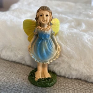 Mini Garden Fairy 3” Figure Blue Yellow Fairy Garden Outdoor gnome garden Wings - Picture 1 of 24