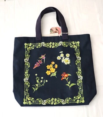 Bolso de Mano Grande Agua Bendita X Target Azul Marino Algodón Estampado Floral Nuevo Con Etiqueta Foto 1 de 4