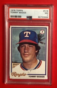 1978 TOPPS Tommy Boggs #518 Graded Baseball Card PSA 7 Texas Rangers Vtg