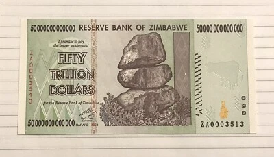 Zimbabwe 50 Trillion Dollars 2008 P-90 UNC Replacement - Image 1 of 2