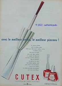 PUBLICITE CUTEX VERNIS A ONGLE PINCEAU PRETTY GAY LAQUE NACRE DE 1956 AD PUB - Picture 1 of 1