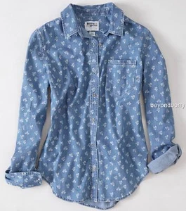 NEW Anthropologie Dots & Dahlias Chambray Buttondown by Holding Horses  Size 8 - Picture 1 of 4