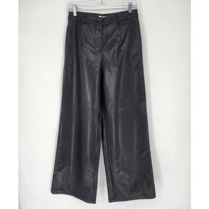 Pantalones de pierna ancha de cuero sintético negro Lattelier para mujer talla M - Imagen 1 de 11
