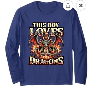 Dragon Lover Kinder Langarmshirt Gr. LG Spun Cotton Navy Blau Weich - Bild 1 von 6