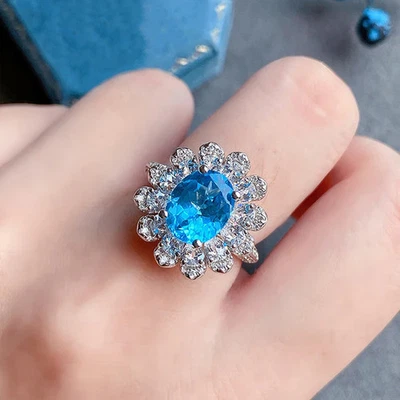 Floral Style Silver Plated Cocktail Ring Crushed Ice American Diamond Look - image 1 of 4