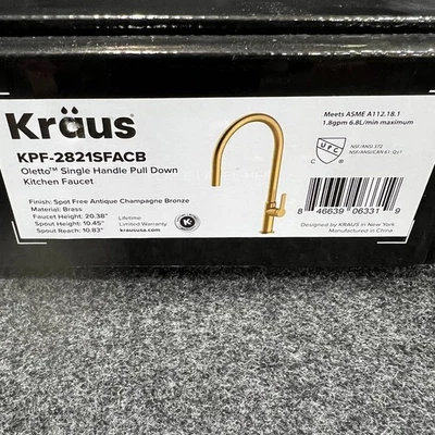 Grifo de cocina extraíble KRAUS KPF-2821SFACB Oletto, antiguo bronce champán Foto 1 de 4