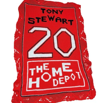 Manta Home Depot Vintage Crochet Tony Stewart #20 80x55 Foto 1 de 4