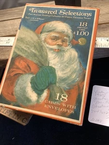 2008🌟Vintage Weihnachten Urlaub Grußkarten Box leer 7x5x2 60er Jahre SANTA - Bild 1 von 6