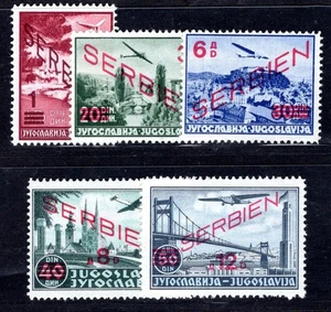 OCCUPATION WW II SERBIA 1941 26-30 ** MNH FLAWLESS SET Airmail (06268 - Picture 1 of 2