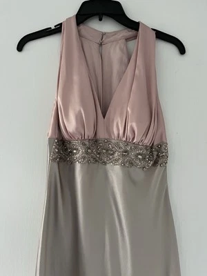 Vestido maxi vintage JS Boutique frisado rosa pastel/creme tamanho 8 - Imagem 1 de 4