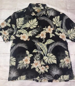 Camisa hawaiana grande caribeña negra mezcla seda para hombre - Imagen 1 de 3