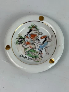 Vtg Trader Vics Hula Luau Ashtray White Porcelain Made in Japan - Picture 1 of 3