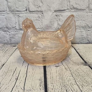 Vintage Fenton Henne auf Nest Amberina rosa Glas - Bild 1 von 7