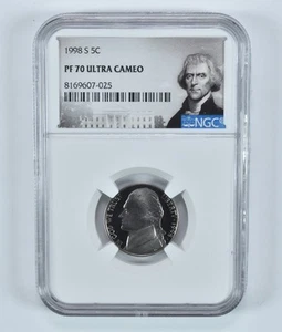 1998-S Jefferson Nickel PF70 UCAM NGC Special Label *6978 - Picture 1 of 5