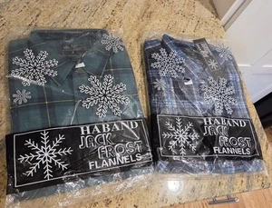 ¡Nuevo! Lote de 2 Camisas De Franela Haband Jack Frost De Colección Para Hombres M Azul Verde Botón A Cuadros - Imagen 1 de 10