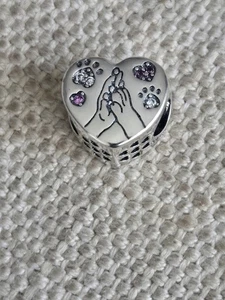 Pet Paw Paw To Hand Sterling 925 Silver Charm + FREE Bracelet. UK. Pet Lover. - Picture 1 of 5
