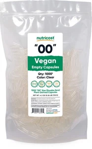 Nutricost Capsule Vuote Taglia 00 Vegan - 1.000 Capsule Vegetali Vuote Trasparenti - Foto 1 di 5