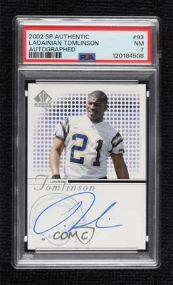 2002 SP Authentic LaDainian Tomlinson #93 PSA 7 Auto HOF - Image 1 of 2