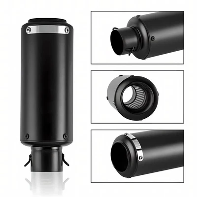 Slip-on 51mm 2" Universal Motorcycle Exhaust Muffler Pipe Tail Tips Black - Imagen 1 de 4