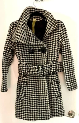 Abrigo Soia & Kyo Gemma Mujer Pequeño Negro Blanco Pata de Gallo Cinturón Chaqueta Abrigo Foto 1 de 4