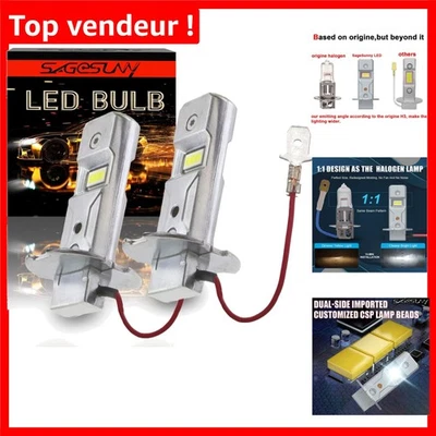 Ampoule LED H3 6000K Lumineuse - Pack de 2, Installation Facile et Plug and Play - Photo 1/4