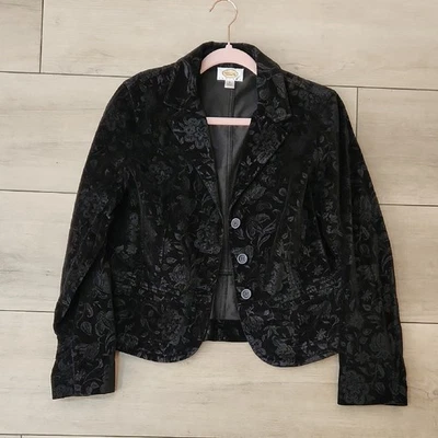 Talbots Black Floral Blazer Size 12 - Image 1 of 4