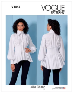 Vogue Sewing Pattern 1845 Misses 8-16 Shirt with Waistline Tucks Bishop Sleeves - Picture 1 of 6