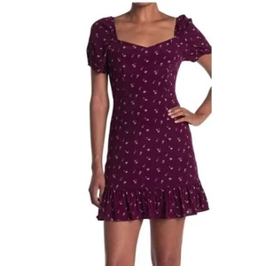 Mini abito donna Melloday scollo a cuore manica a sbuffo linea A in vino medio 89€ - Foto 1 di 4