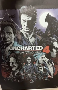 Uncharted 4 Rare A2 promo Releases Numbered Screen Print - Rare - Picture 1 of 3