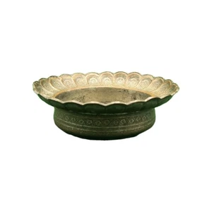 Antike Safawiden verzinnte Kupferschale 17. Jahrhundert persische Blumenschrift Schale - Bild 1 von 10