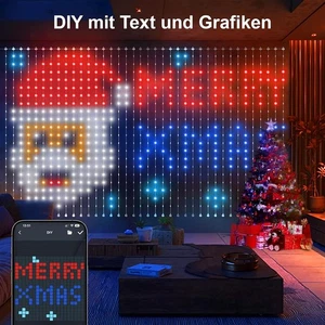 LED Lichtervorhang 2x2m Lichterkette Farbwechsel mit App Fernbedienung MusikSync - Bild 1 von 15