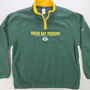 Green Bay Packers Quarter Zip Pullover Sweatshirt Men's XL Reebok NFL Spellout - Picture 1 of 11