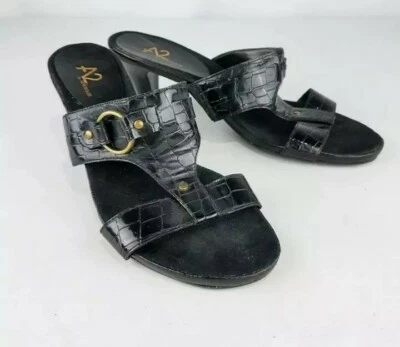 AEROSOLES/A2 SINTÉTICO NEGRO ESTAMPADO SERPIENTE PUNTA ABIERTA TACÓN SIN CORDONES TALLA 9M Foto 1 de 4