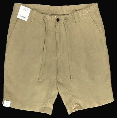 Men's MURANO Dark Khaki Tan Linen Flat Front Shorts 38 NWT NEW NiCe! - Image 1 of 4