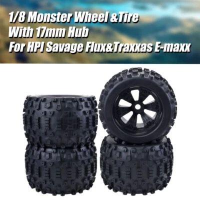 4PCS 170mm Wheel Rim &Tires for 1/8 Monster Truck Traxxas HSP HPI Racing RC Car - Image 1 of 4