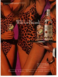 1991 Wild for Bacardi Print Ad Light-Dry Rum Women in Bathing Suits 8.5"x11" - Picture 1 of 1