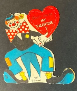 De Colección Sello Pequeña Tarjeta de San Valentín Payaso Enorme Pajarita Roja Lunares Won’t You Be - Imagen 1 de 2