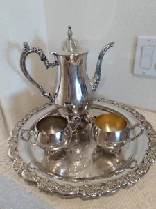 Oneida silver coffee/tea set with plate - Picture 1 of 3