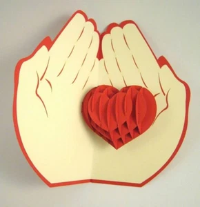 Heart In The Hands pop-up greeting card (beautiful & unique gift/decor/art) - Picture 1 of 2