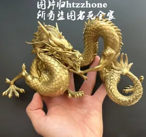 Messing geschnitzte Drachenstatue Feng Shui Wohnkultur chinesischer Tierkreis Jahresgeschenk - Bild 1 von 7