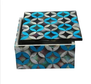 Caja artesanal con aspecto real rectangular mármol joyero para decoración de estuche - Imagen 1 de 5