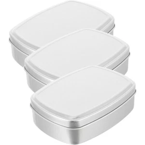 Caja de aluminio de 3 contenedores de almacenamiento con tapas de jabón - Imagen 1 de 12