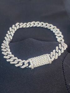 Pave 4.48 TCW Round Brilliant Diamonds Men's Iced Out Cuban Bracelet In 14K Gold