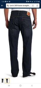 Brandneu Levi's 569 lockere gerade Passform Herrenjeans dunkler Chip (wer stiehlt ein Etikett! - Bild 1 von 7