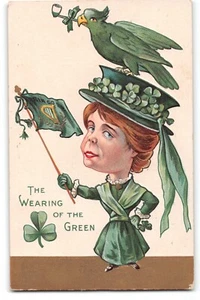 Postcard The Wearing of the Green St. Patrick Series 1 Vintage Harp Shamrock - Picture 1 of 2